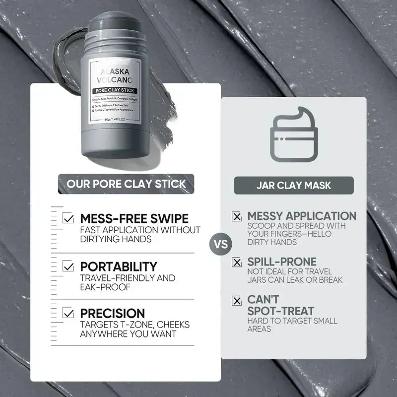 Alaska Volcano Pore Clay Stick – Blackhead Remover Face Mask, Deep Pore Cleansing & Gentle Exfoliating Mud Mask