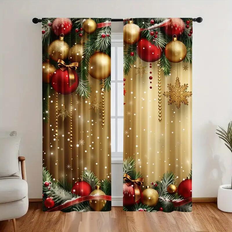 🎅Christmas Sale🎄50K+ SOLD! 🎁✨Christmas Window Curtains 2-Piece Set for Home Decor