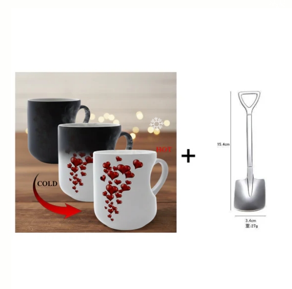 Color Changing Heart Handle Ceramic Mug