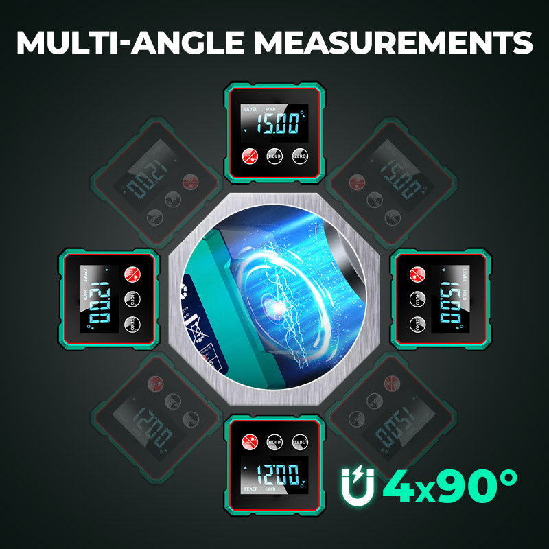 4-Side Magnetic Digital Angle Gauge with Laser
