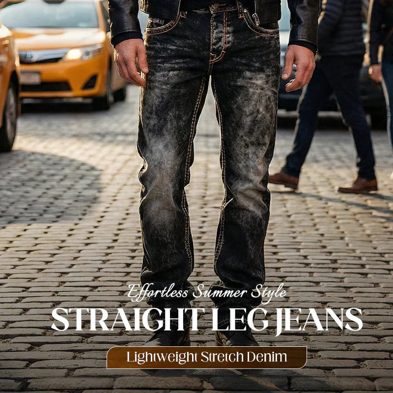 Men's Fashion Stretch Jeans,Minimalist Style Suitable For Summer, Emo Style