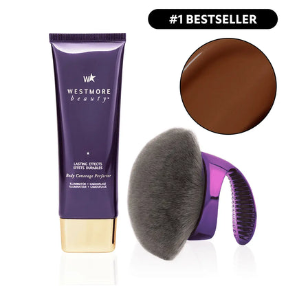 Westmore Beauty Body Coverage Perfector 3.5oz + X-Large Buffer Brush - Flawless Body Makeup, Concealer for Scars, Spots, Veins, Tattoos and More Blend Cosmetic
