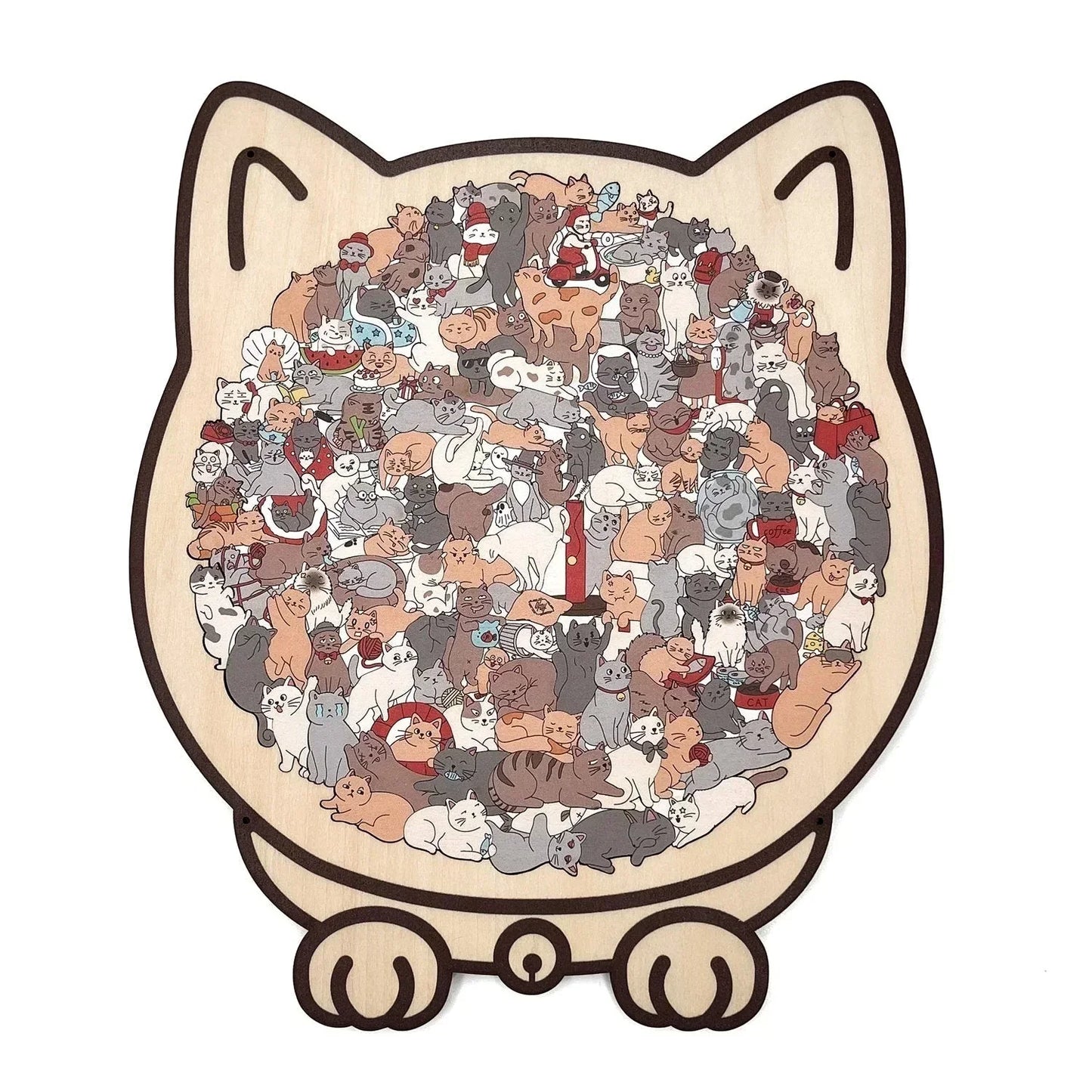 🎁Christmas Sale 50% OFF🎅135-Piece Morandi-Colored Cat Shaped Wooden Jigsaw Puzzle