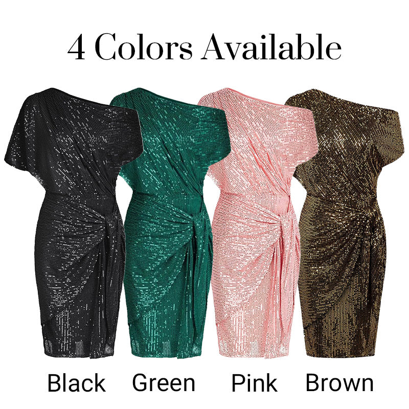 💜 Women's One Shoulder Sequin Sparkling Party Club Dress