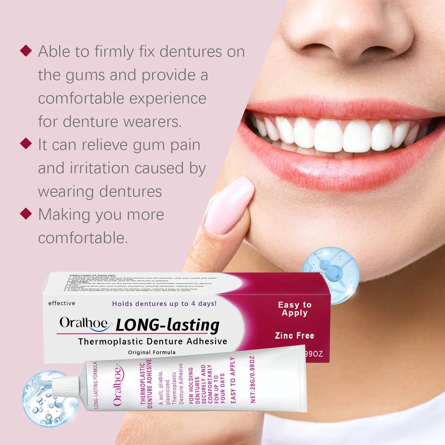 Oralhoe Denture Fixation Adhesive Fixed Dentures For Improved Comfort And Beauty Denture Fixation Adhesive