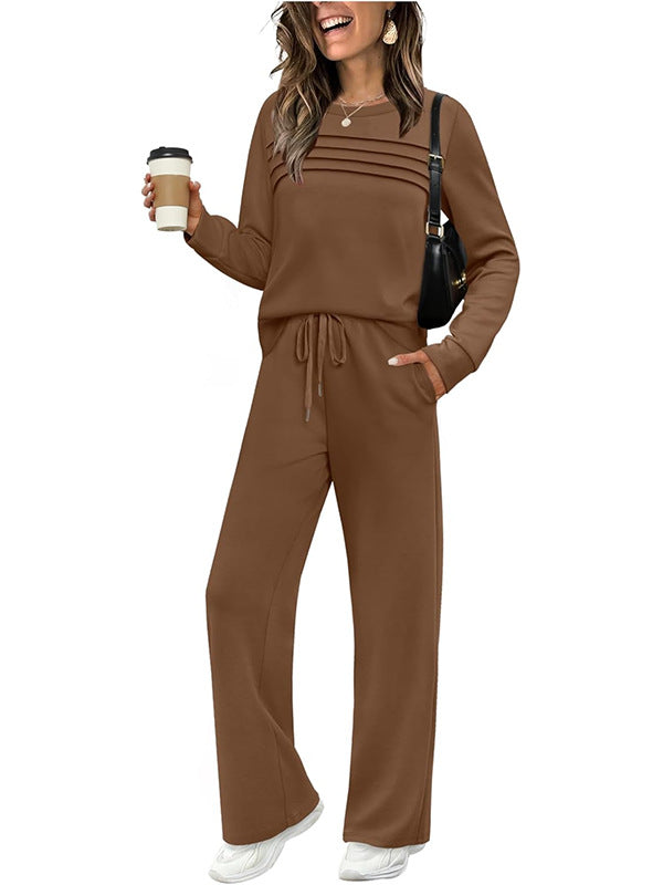 ✨Women's Crew Neck Top & Drawstring Pants Set