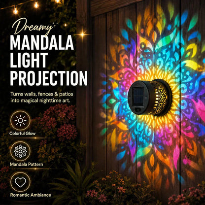 🎁2026 New Arrivals💥Solar Mandala Wall Light Outdoor Garden Fence Projector Lamp Patio Ambient Decor