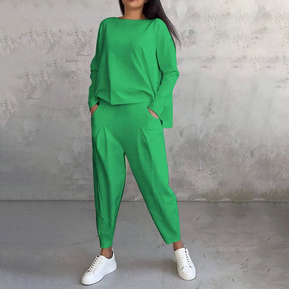 🎉HOT SALE💖Round-Neck Long-Sleeved Top ＆ Pants 2-Piece Set