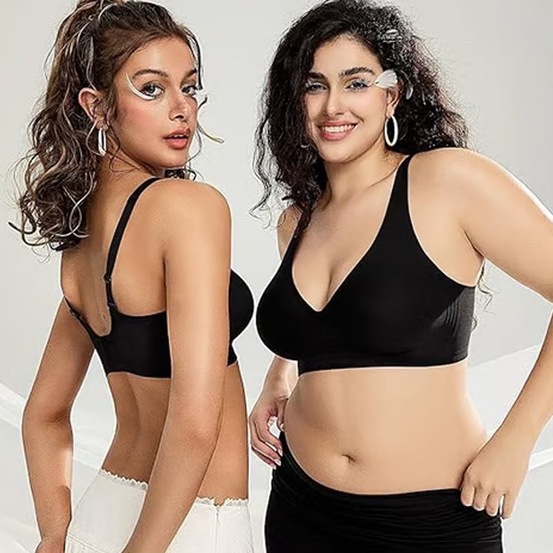 🔥Lowest price in the last 30 days🔥Jelly Wireless Womens Comfortable Wireless Bras Push Up Bralettes Seamless Tshirts Bras Deep V Everyday Bras